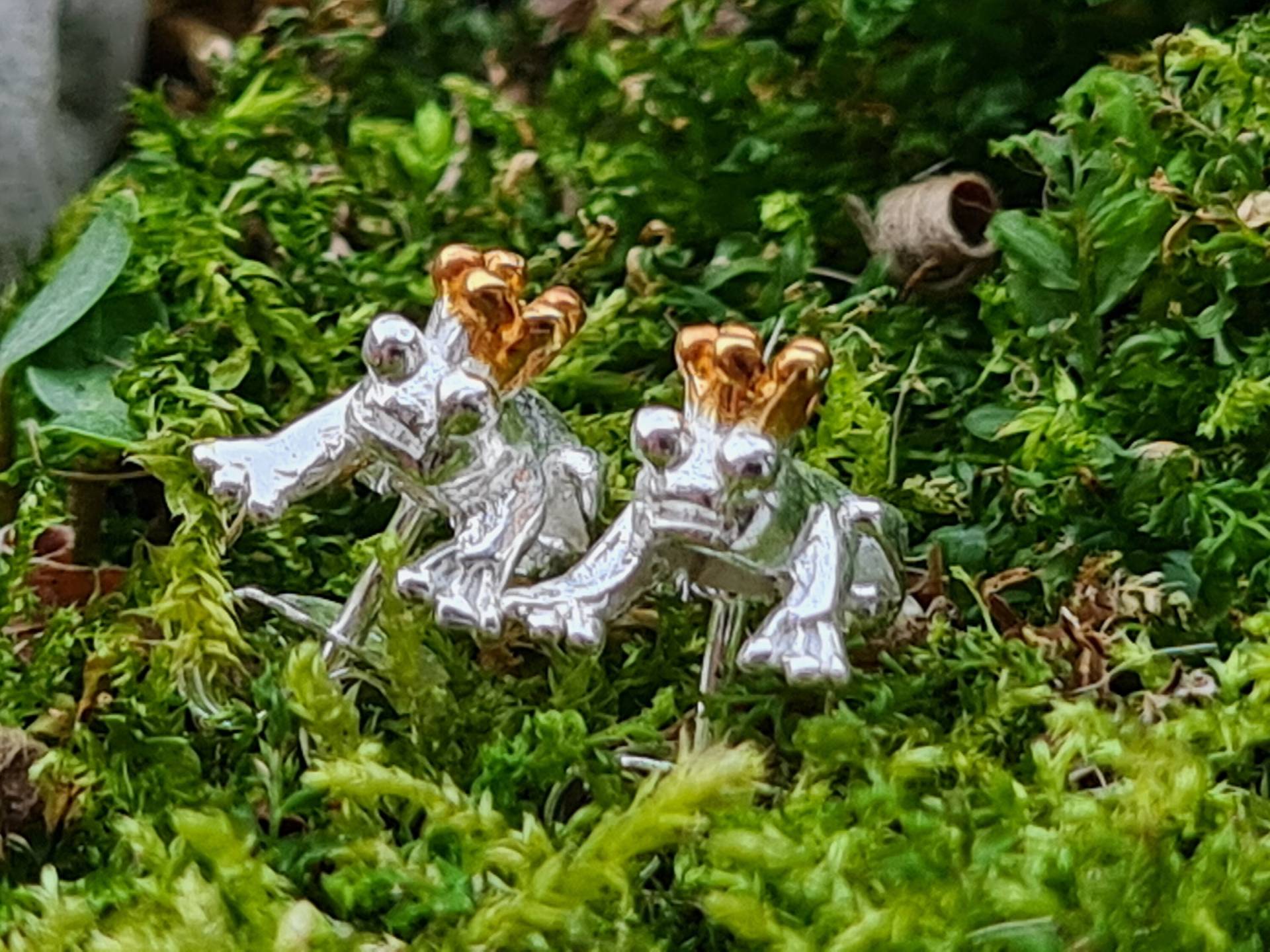 Froschkönig Stecker 925Er Silber Teilvergoldet Froschkönig Stecker 925Er Silber Teilvergoldet von HerzArtShop