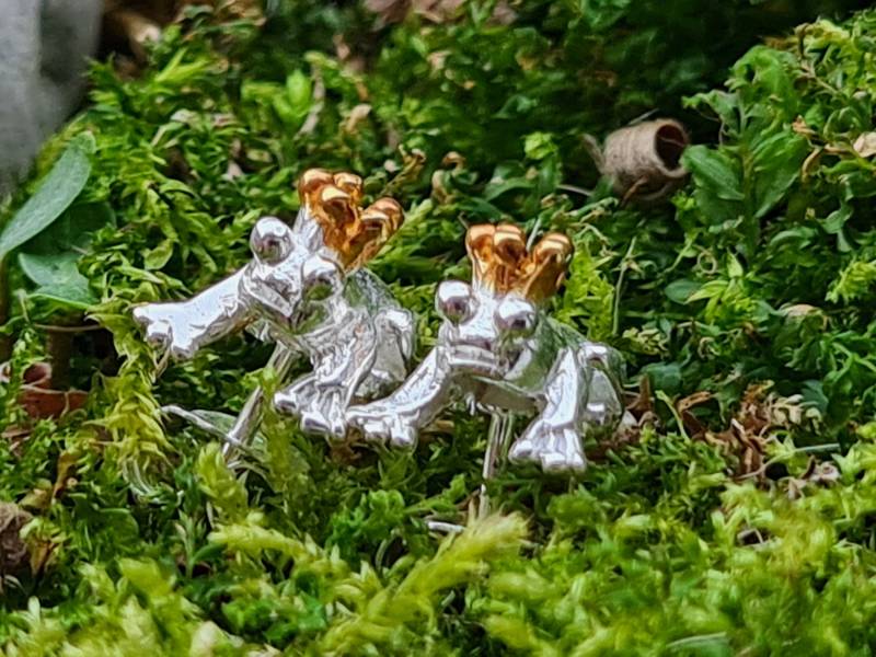 Froschkönig Stecker 925Er Silber Teilvergoldet Froschkönig Stecker 925Er Silber Teilvergoldet von HerzArtShop