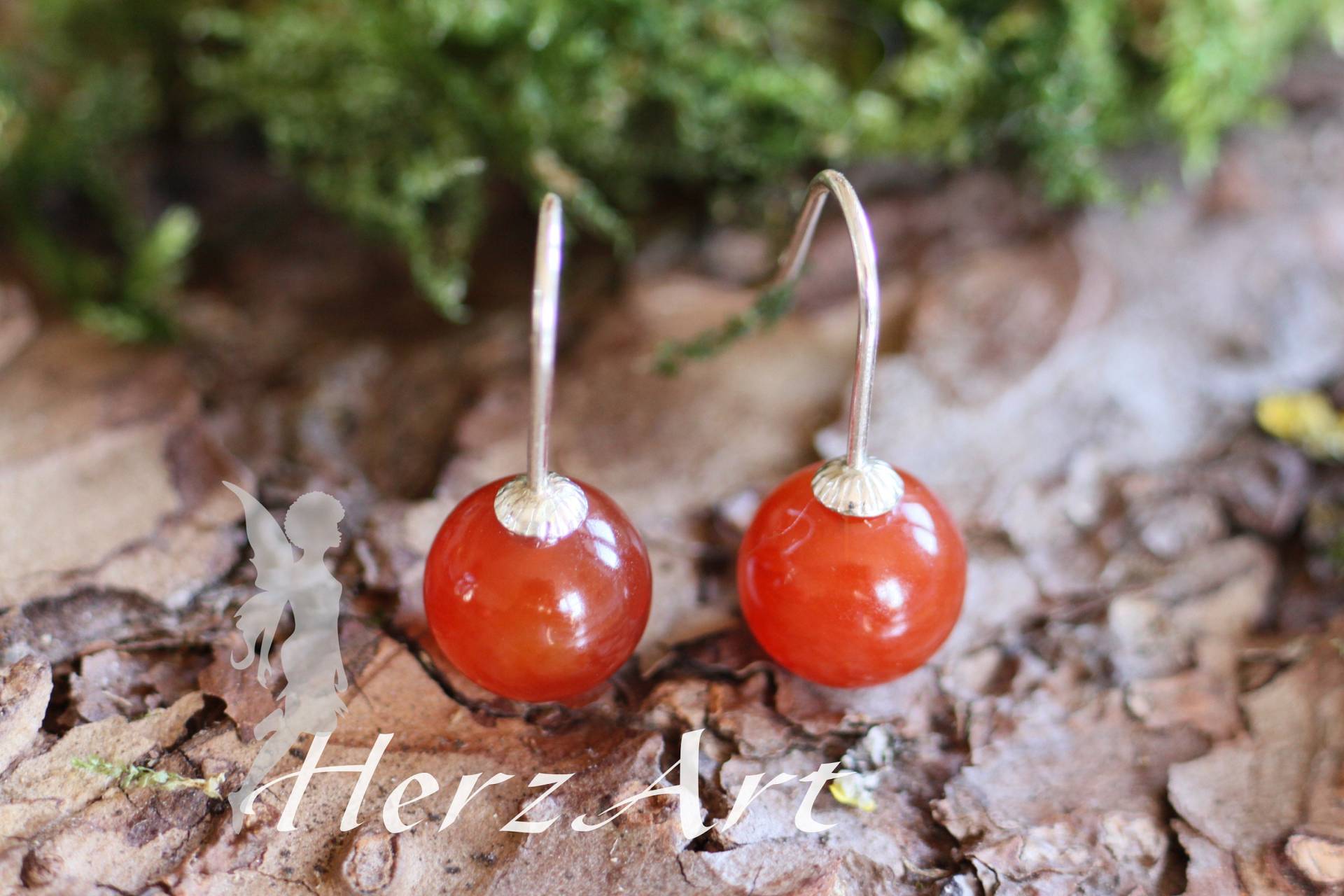 Karneol Ohrhänger 10mm An 925Er Silberhaken Karneol Ohrhänger 10mm An 925Er Silberhaken von HerzArtShop