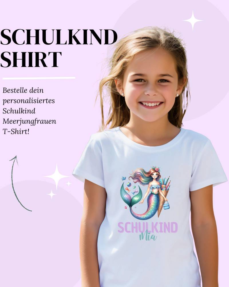 T-Shirt Mädchen Schulanfang Einschulung Meerjungfrau Personalisiert von HerzMomenteGeschenke