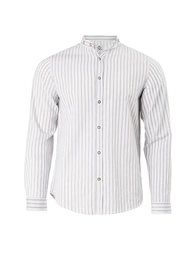 HerzSticht Herren Trachtenhemd (Modell: Geigelstein) Weiß Khaki M von HerzSticht