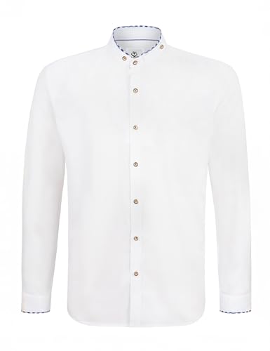 HerzSticht Herren Trachtenhemd (Modell: Kampenwand) Weiß Blau XL von HerzSticht