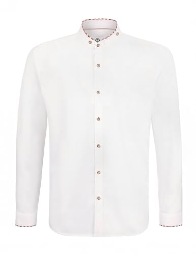 HerzSticht Herren Trachtenhemd (Modell: Kampenwand) Weiß Rot XXL von HerzSticht