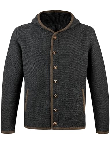 HerzSticht Herren Trachtenjacke (Modell: Wendelstein), Trachten Strickjacke Anthrazit 56 von HerzSticht