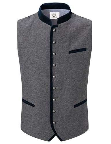 HerzSticht Herren Trachtenweste (Modell: Samerberg) Grau Blau 54 von HerzSticht