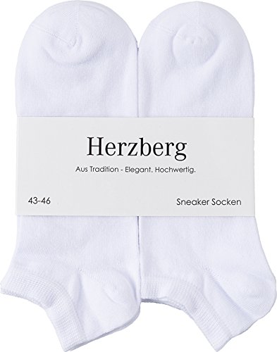 Herzberg Sneaker Socken für Damen Herren 12 Paar (as3, numeric, numeric_39, numeric_42, regular, regular, Weiß) von Herzberg