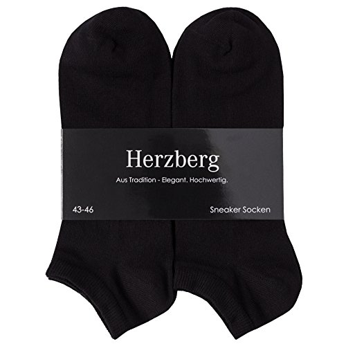 Herzberg Sneaker Socken für Damen Herren 12 Paar (as3, numeric, numeric_47, numeric_50, regular, regular, Schwarz) von Herzberg