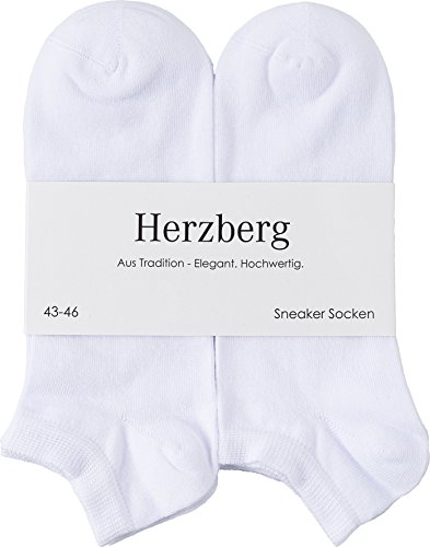 Herzberg Sneaker Socken für Damen Herren 12 Paar (as3, numeric, numeric_47, numeric_50, regular, regular, Weiß) von Herzberg