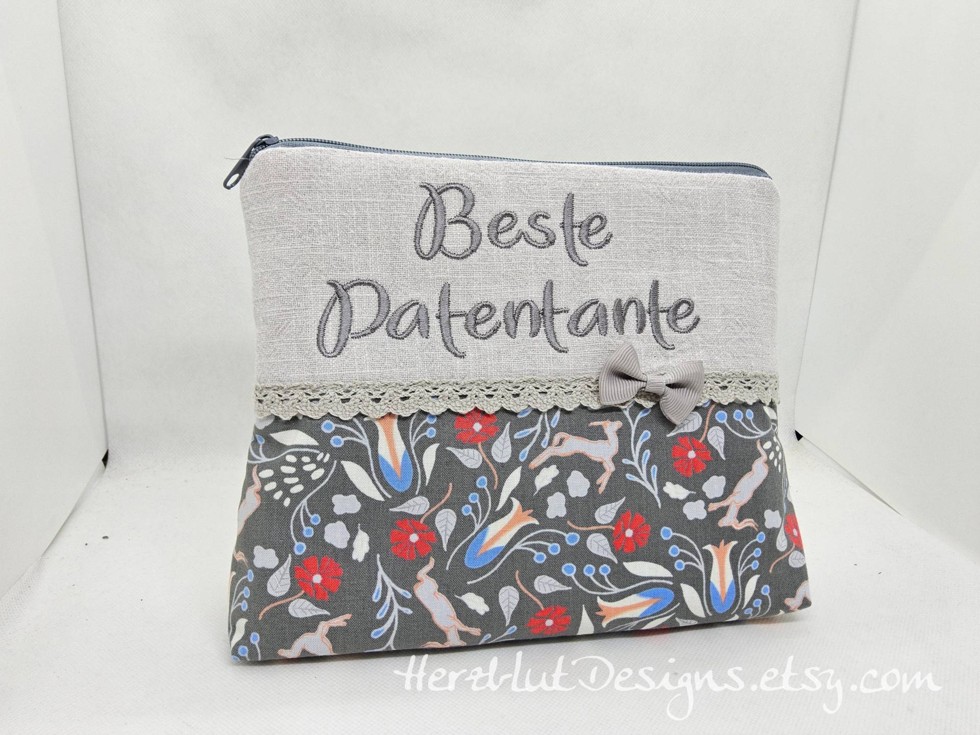 Beste Patentante Gr. L -Kosmetiktäschchen, Taschenorganizer, Geschenk, Utensilo von HerzblutDesigns