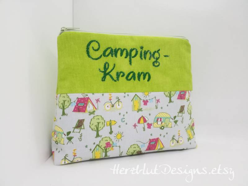 Camping Kram Gr.l -Kosmetiktäschchen Taschenorganizer, Utensilo, Aufbewahrung Camping von HerzblutDesigns