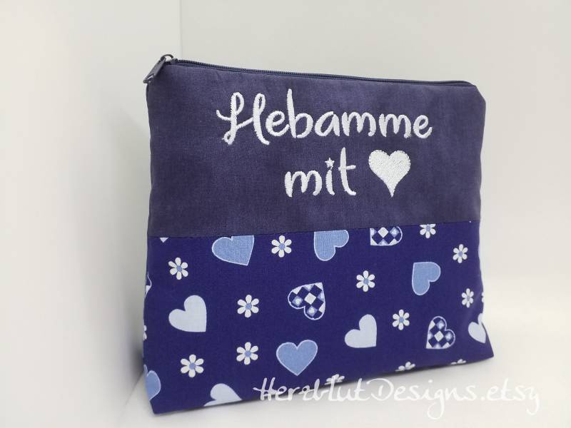 Hebamme Gr. L - Kosmetiktasche, Taschenorganizer, Utensilo, Geschenk, Geburt von HerzblutDesigns