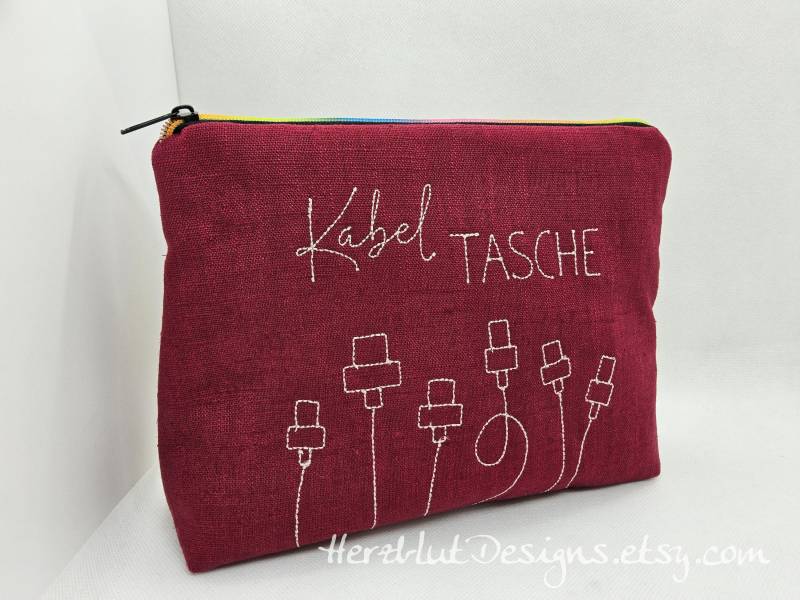 Kabel Tasche Mädelskram, Kosmetiktäschchen, Notfalltasche, Geschenk Mädchen /Junge Gr. L von HerzblutDesigns