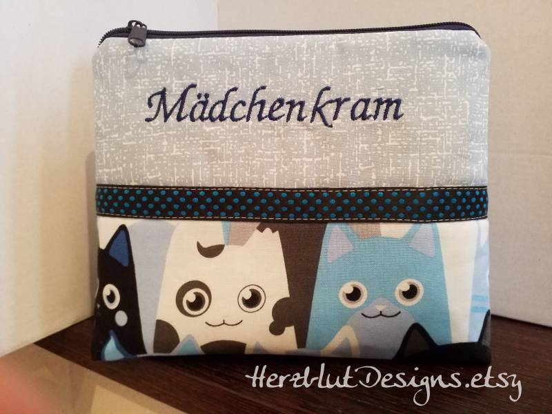 Mädelskram, Kosmetiktasche Mädchenkram, Kosmetiktäschchen, Notfalltasche, Kulturtasche, Tasche Geschenk Mädchen von HerzblutDesigns