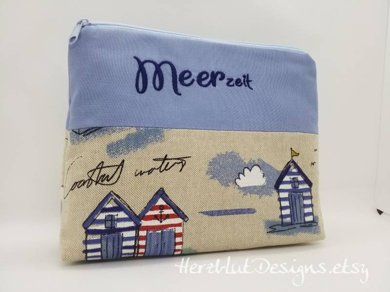 Meer Zeit Gr.l -Kosmetiktäschchen von HerzblutDesigns