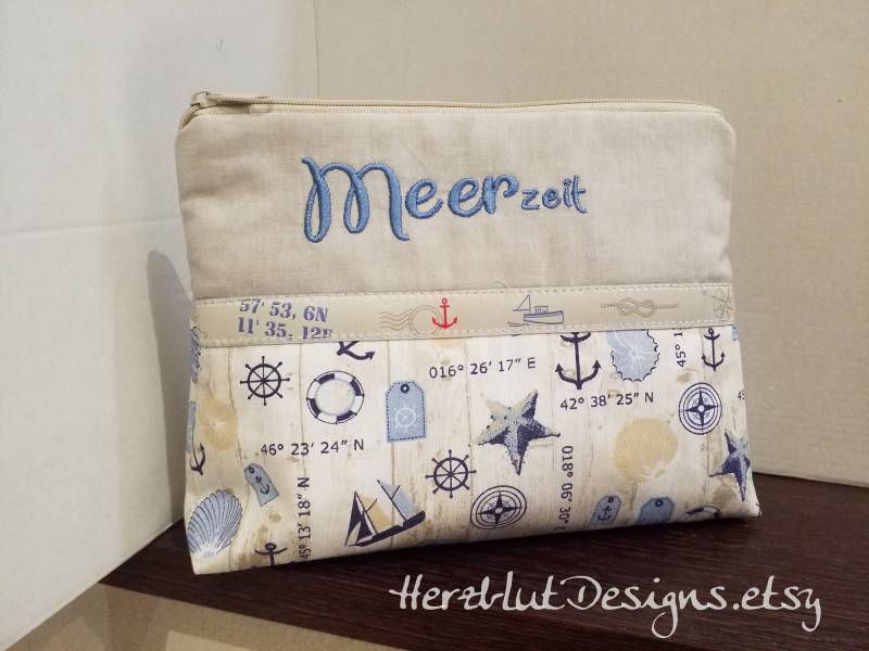 Meer Zeit Gr.l -Kosmetiktäschchen von HerzblutDesigns