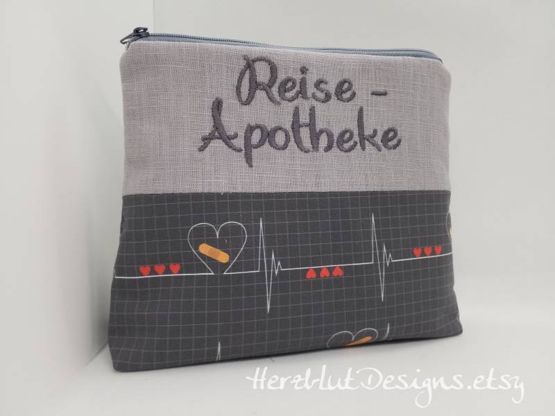 Reise-Apotheke Gr.l -Kosmetiktäschchen Taschenorganizer Utensilo von HerzblutDesigns