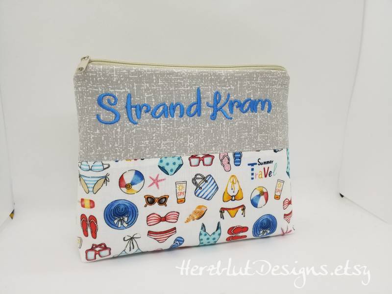 strand Kram Gr L - Kosmetiktäschchen von HerzblutDesigns