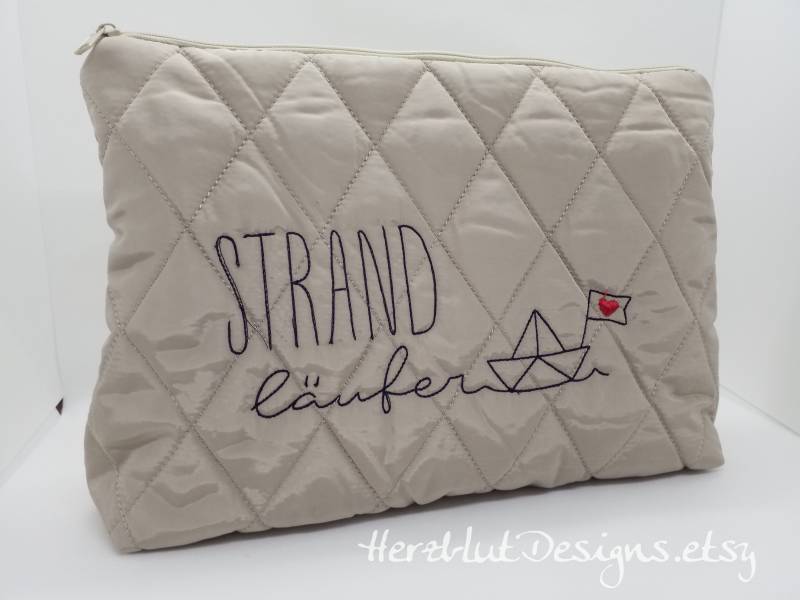 strandläufer Gr.xxl -Kosmetiktäschchen, Kulturtasche, Taschenorganizer, Utensilo von HerzblutDesigns