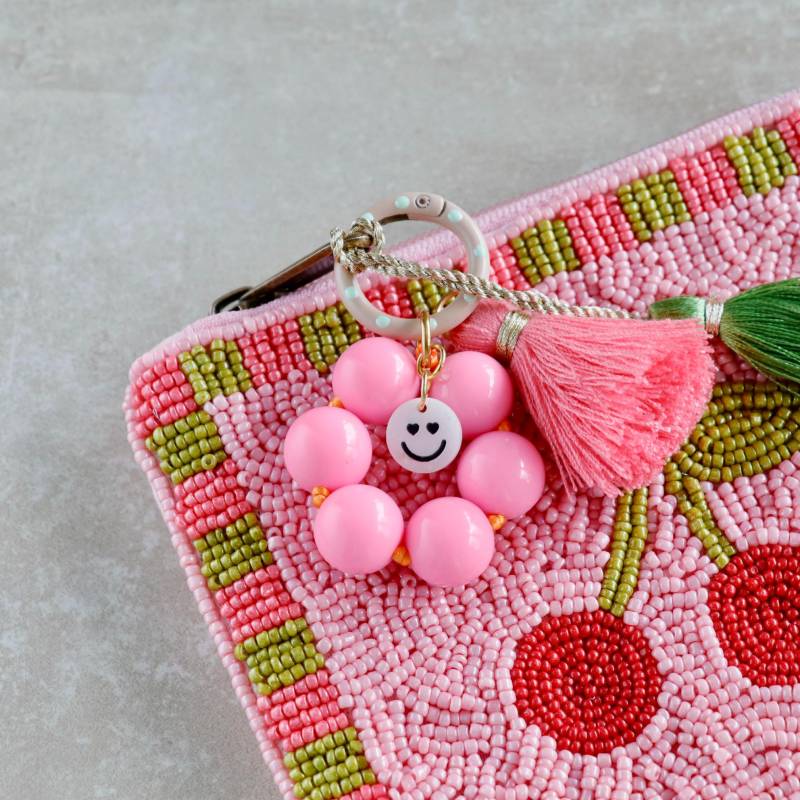 Happy Schlüsselanhänger, Taschenanhänger Mit Smileys, Quasten, Farbenfrohe Accessoire, Geschenkidee Für Sie von Herzbote