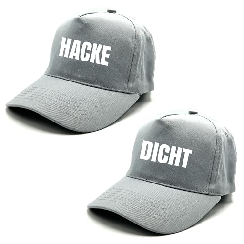 Herzbotschaft 2er Set Baseball Caps mit Spruch | HACKE DICHT | Farbwahl | Unisex Baseball Mützen | hochwertiger Druck | OneSize durch verstellbaren Klettverschluss von Herzbotschaft