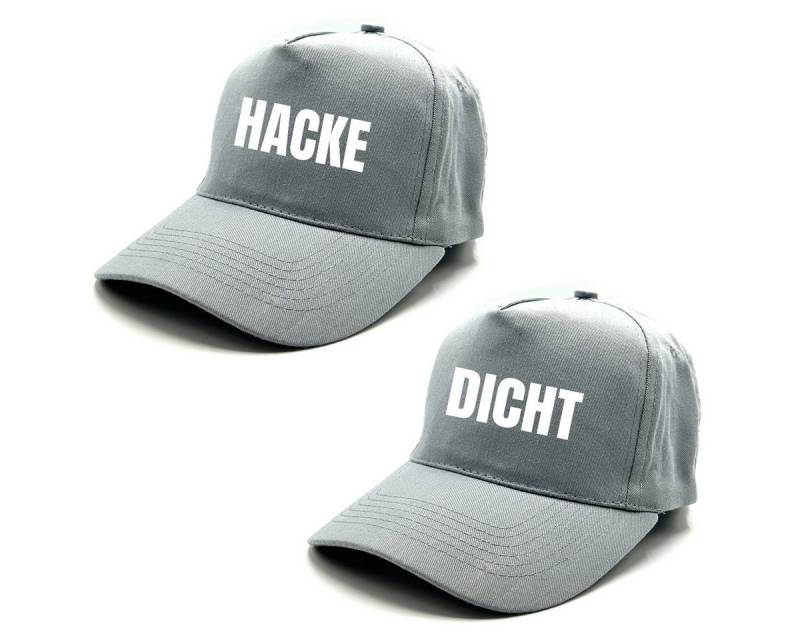 Herzbotschaft Baseball Cap 2er Set Schirmmützen mit Spruch HACKE - DICHT One Size durch verstellbaren Klettverschluss von Herzbotschaft