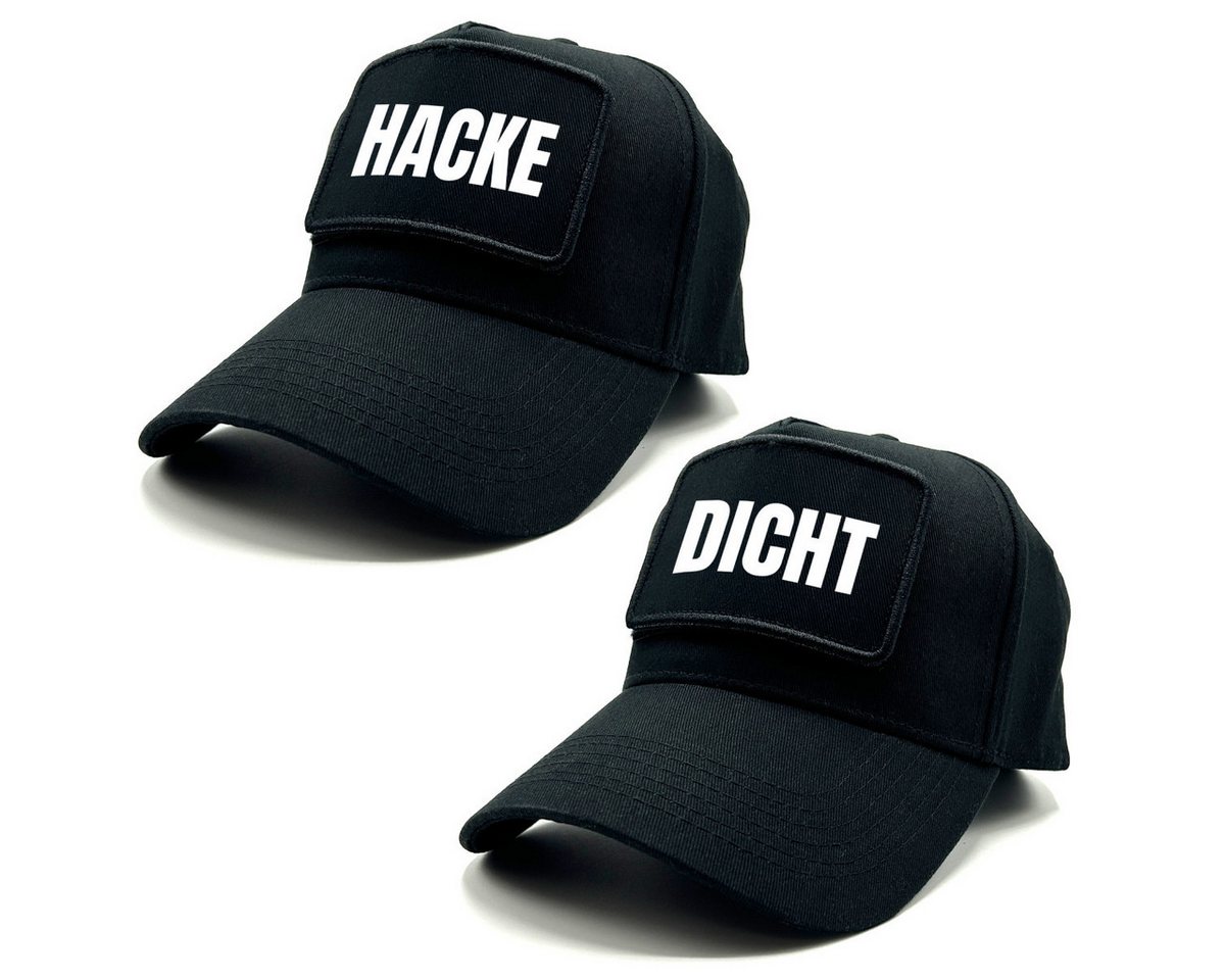 Herzbotschaft Baseball Cap 2er Set mit Spruch auf Patch HACKE - DICHT One Size durch verstellbaren Klip-Verschluss von Herzbotschaft