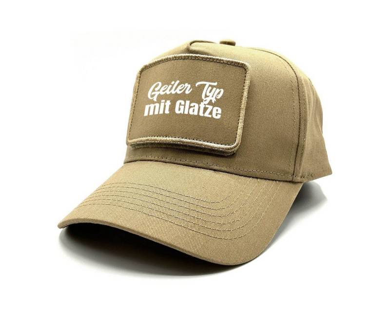Herzbotschaft Baseball Cap Schirmmütze mit Spruch auf Patch Geiler Typ mit Glatze One Size durch verstellbaren Klip-Verschluss von Herzbotschaft
