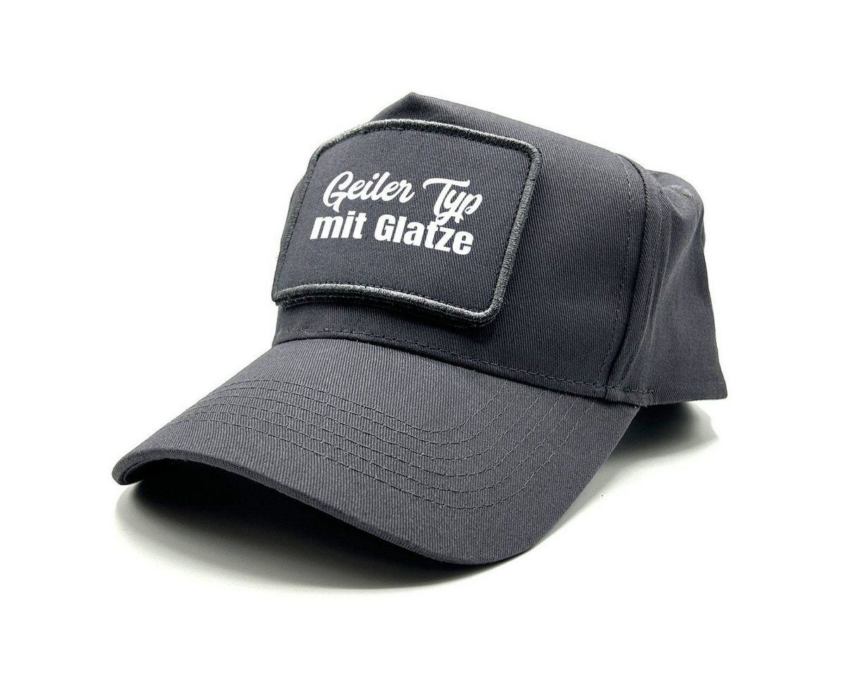 Herzbotschaft Baseball Cap Schirmmütze mit Spruch auf Patch Geiler Typ mit Glatze One Size durch verstellbaren Klip-Verschluss von Herzbotschaft