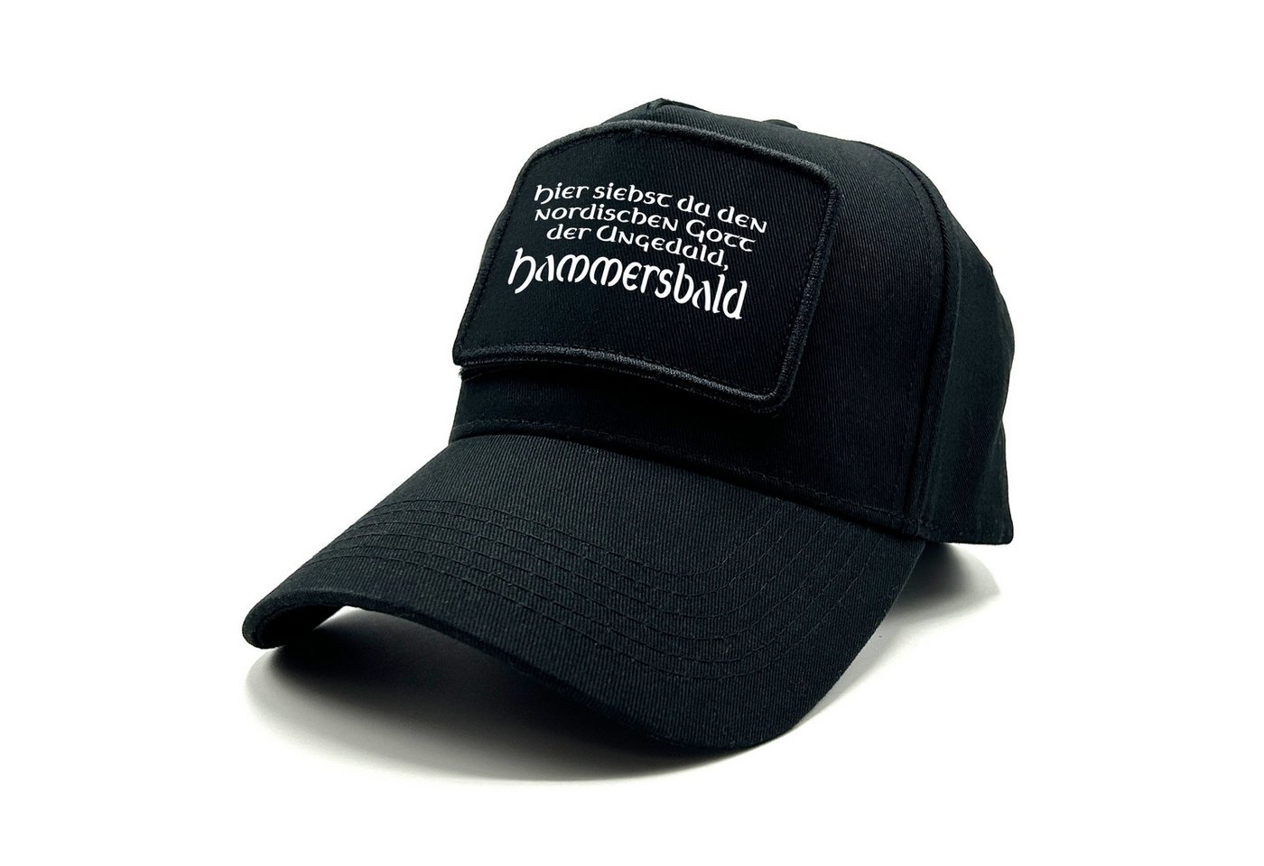 Herzbotschaft Baseball Cap Schirmmütze mit Spruch auf Patch Hier siehst du den Nordischen Gott One Size durch verstellbaren Klip-Verschluss von Herzbotschaft