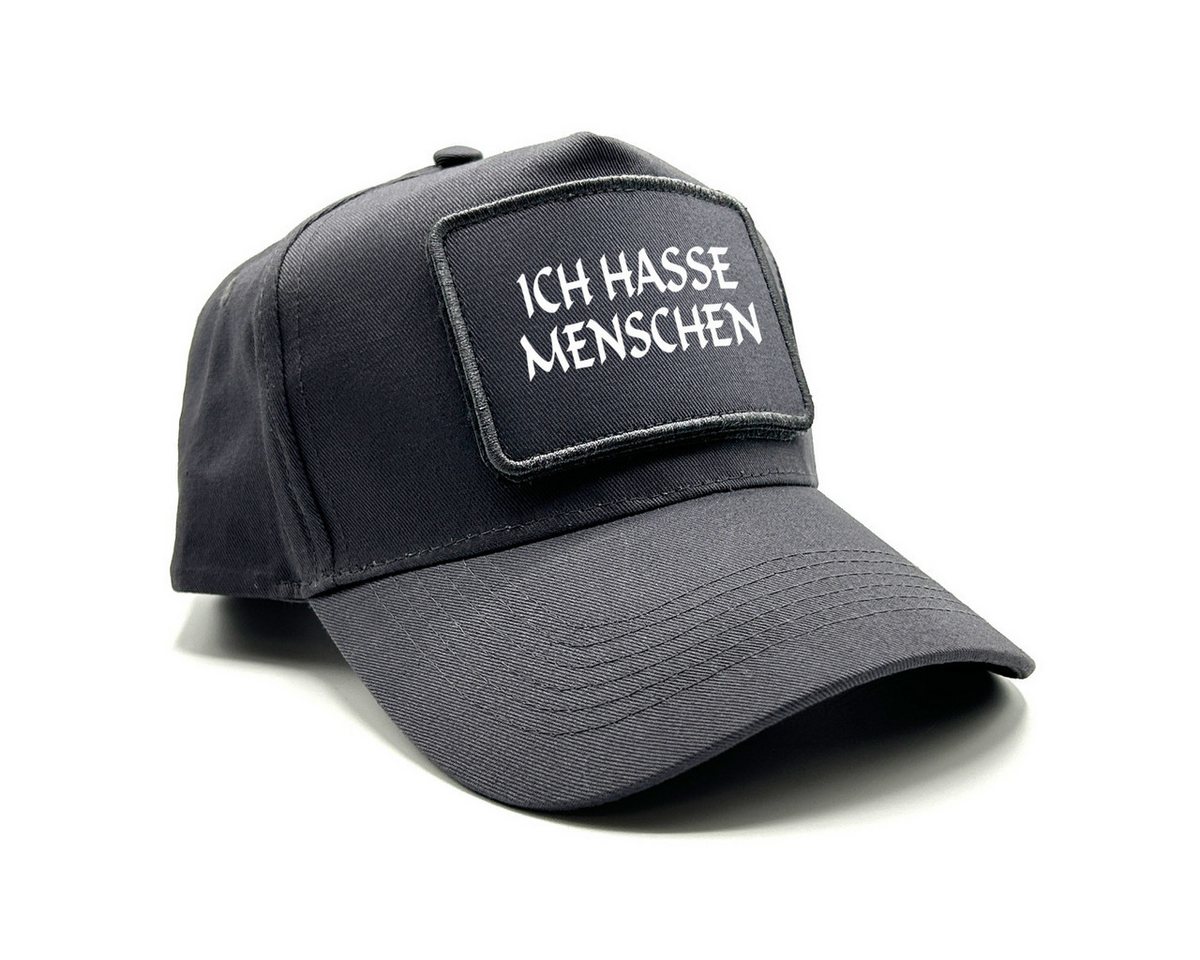 Herzbotschaft Baseball Cap Schirmmütze mit Spruch auf Patch ICH HASSE MENSCHEN One Size durch verstellbaren Klip-Verschluss von Herzbotschaft