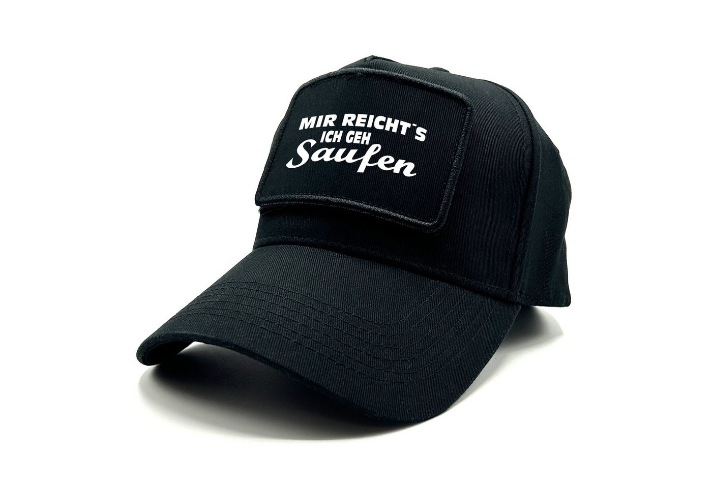 Herzbotschaft Baseball Cap Schirmmütze mit Spruch auf Patch MIR REICHT´S ICH GEH Saufen One Size durch verstellbaren Klip-Verschluss von Herzbotschaft