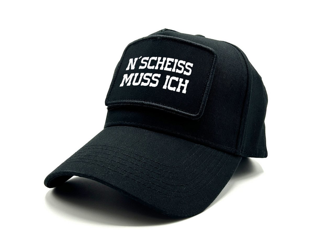 Herzbotschaft Baseball Cap Schirmmütze mit Spruch auf Patch N´SCHEISS MUSS ICH One Size durch verstellbaren Klip-Verschluss von Herzbotschaft