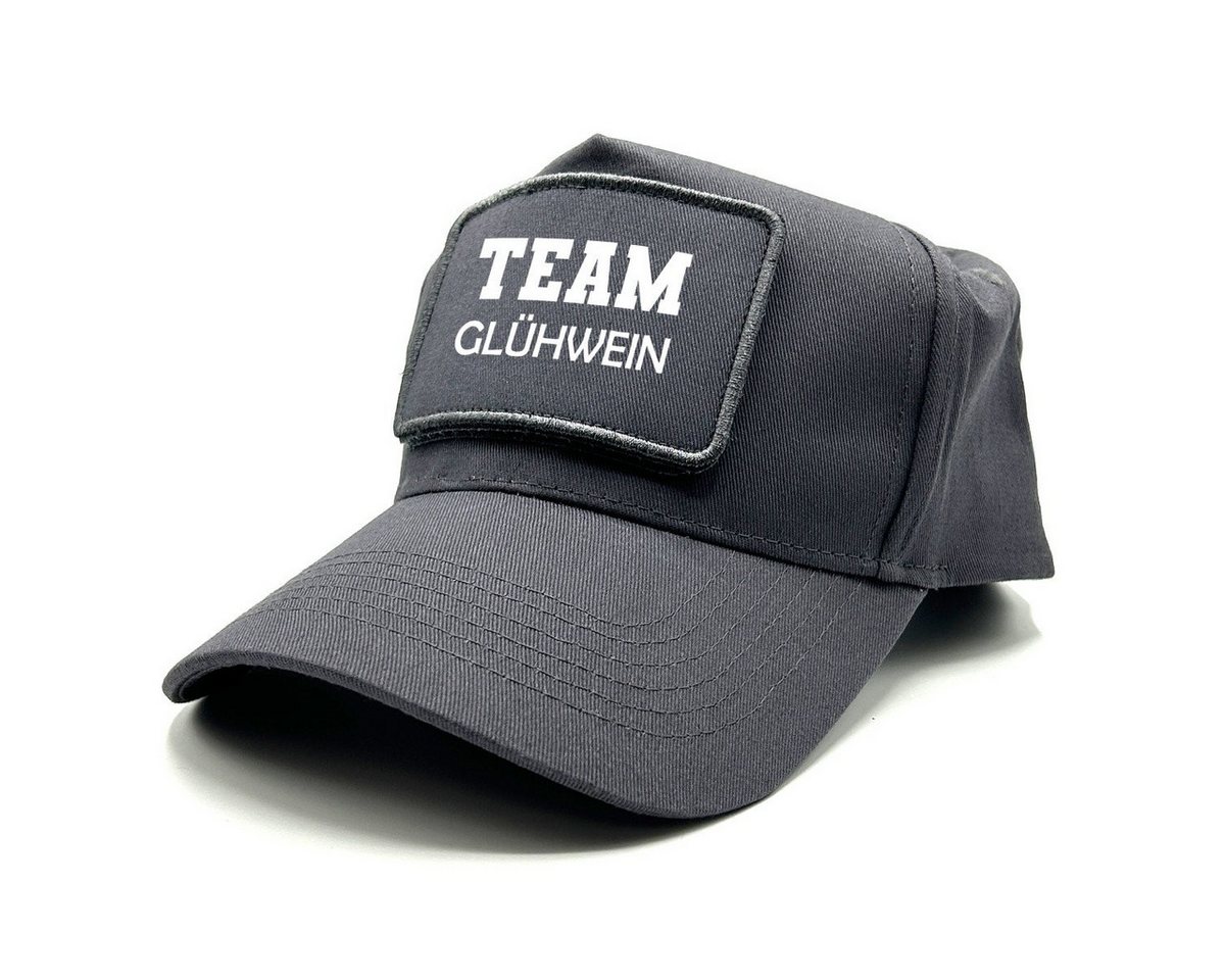 Herzbotschaft Baseball Cap Schirmmütze mit Spruch auf Patch TEAM GLÜHWEIN One Size durch verstellbaren Klip-Verschluss von Herzbotschaft