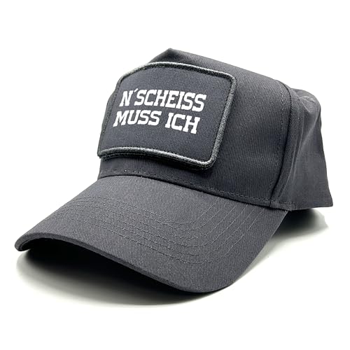 Herzbotschaft Baseball Cap mit Spruch auf Patch | N´Scheiss muss ich | Farbwahl | Unisex Baseball Mütze | hochwertiger Druck | OneSize durch verstellbaren Klipp-Verschluss | von Herzbotschaft