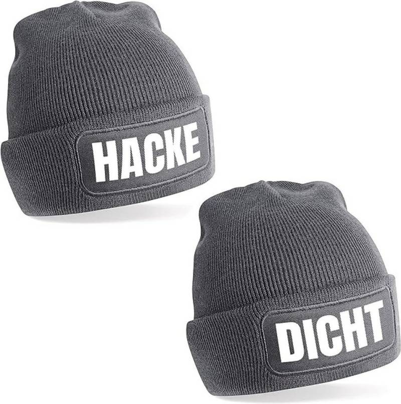 Herzbotschaft Beanie 2er Set Beanies Strickmütze mit Spruch Hacke Dicht Unisex SoftTouch angenehm weiche und warme Wintermütze Einheitsgröße von Herzbotschaft