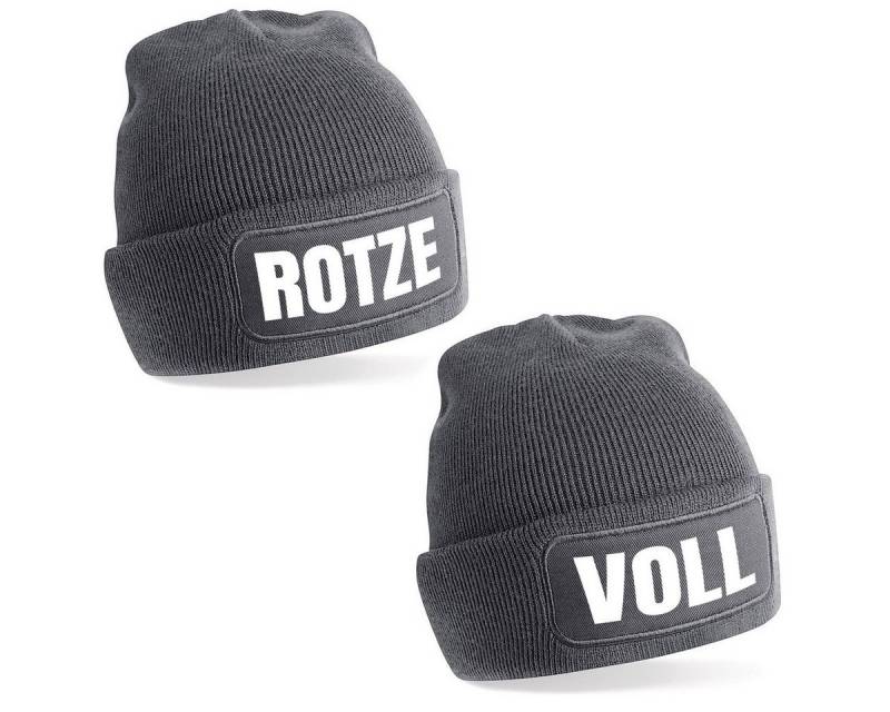 Herzbotschaft Beanie 2er Set Beanies Strickmütze mit Spruch ROTZE - VOLL (Mützen mit Aufdruck, Skimütze) Unisex SoftTouch angenehm weiche und warme Wintermütze Einheitsgröße von Herzbotschaft