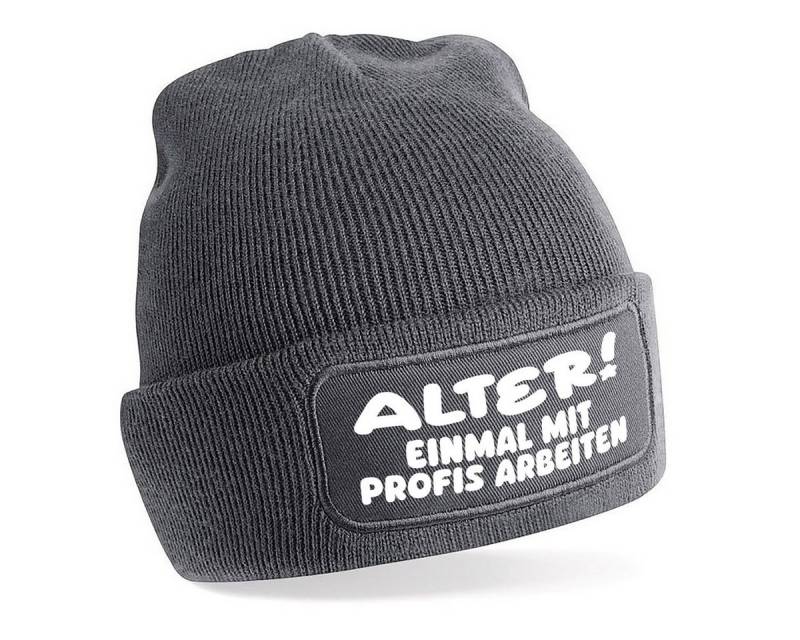 Herzbotschaft Beanie Strickmütze Beanie mit Spruch ALTER! EINMAL MIT PROFIS ARBEITEN (Mütze mit Aufdruck, Skimütze) Unisex SoftTouch angenehm weiche und warme Wintermütze Einheitsgröße von Herzbotschaft