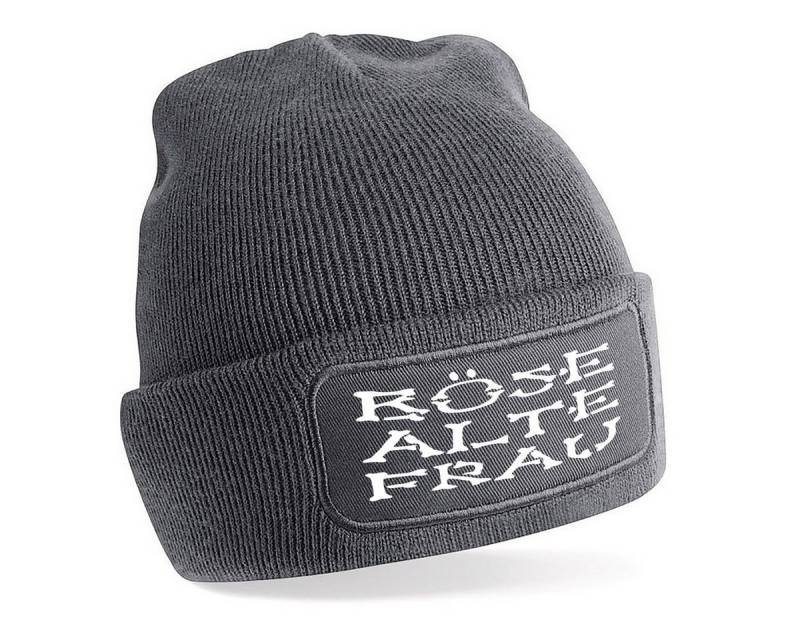 Herzbotschaft Beanie Strickmütze Beanie mit Spruch BÖSE ALTE FRAU (Mütze mit Aufdruck, Skimütze) Unisex SoftTouch angenehm weiche und warme Wintermütze Einheitsgröße von Herzbotschaft