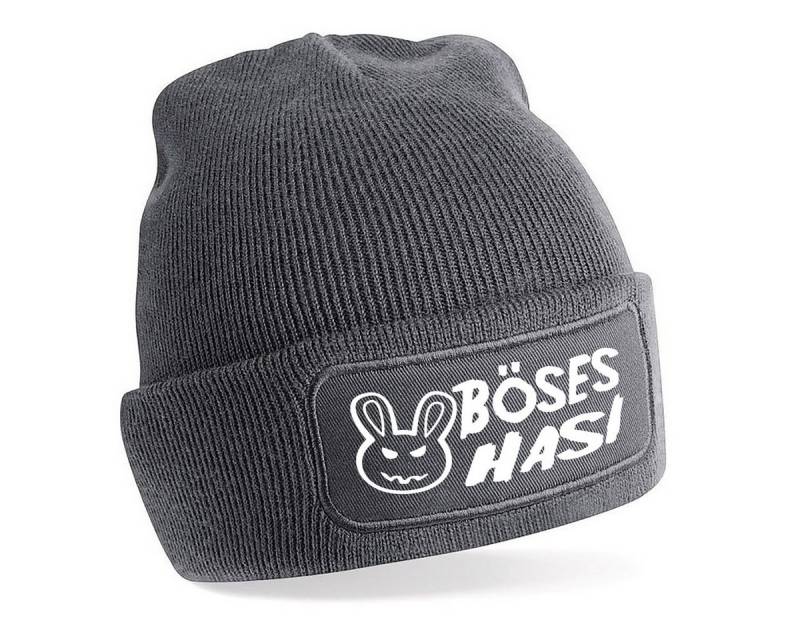 Herzbotschaft Beanie Strickmütze Beanie mit Spruch BÖSES HASI (Mütze mit Aufdruck, Skimütze) Unisex SoftTouch angenehm weiche und warme Wintermütze Einheitsgröße von Herzbotschaft