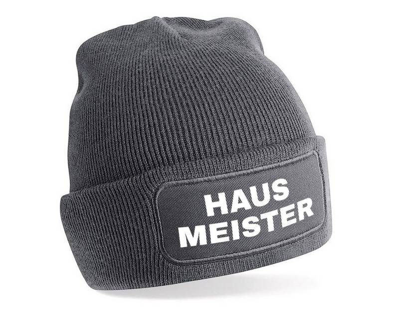 Herzbotschaft Beanie Strickmütze Beanie mit Spruch HAUSMEISTER (Mütze mit Aufdruck, Skimütze) Unisex SoftTouch angenehm weiche und warme Wintermütze Einheitsgröße von Herzbotschaft