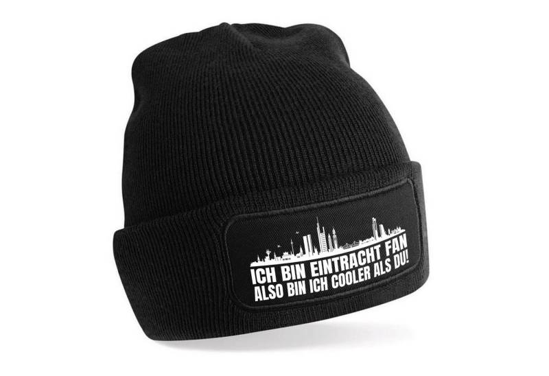 Herzbotschaft Beanie Strickmütze Beanie mit Spruch ICH BIN EINTRACHT FAN (Mütze mit Aufdruck, Skimütze) Unisex SoftTouch angenehm weiche und warme Wintermütze Einheitsgröße von Herzbotschaft