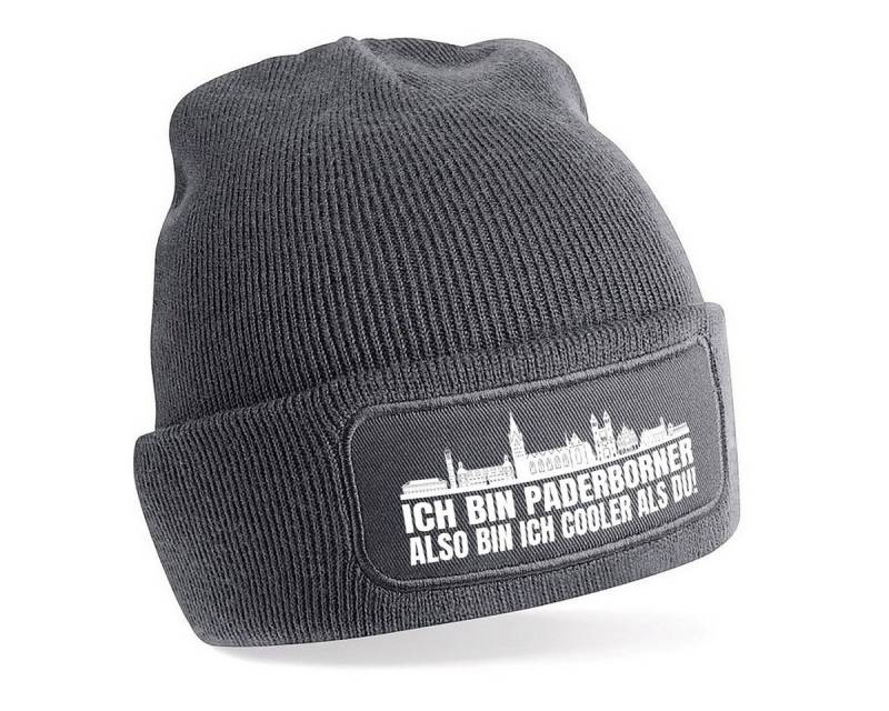 Herzbotschaft Beanie Strickmütze Beanie mit Spruch ICH BIN PADERBORNER (Mütze mit Aufdruck, Skimütze) Unisex SoftTouch angenehm weiche und warme Wintermütze Einheitsgröße von Herzbotschaft