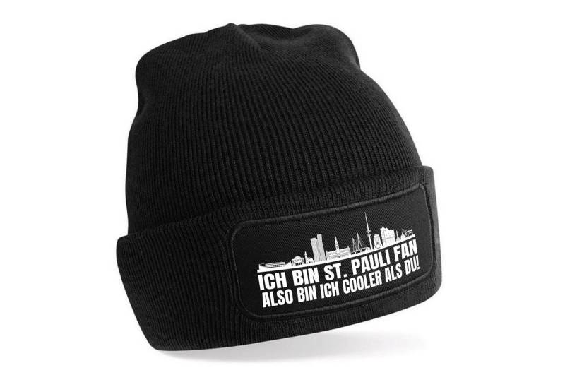 Herzbotschaft Beanie Strickmütze Beanie mit Spruch ICH BIN ST. PAULI FAN (Mütze mit Aufdruck, Skimütze) Unisex SoftTouch angenehm weiche und warme Wintermütze Einheitsgröße von Herzbotschaft