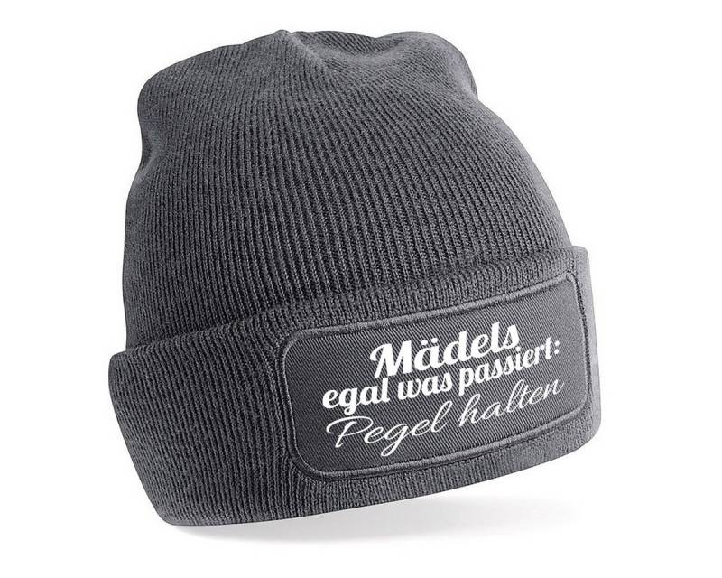 Herzbotschaft Beanie Strickmütze Beanie mit Spruch Mädels egal was passiert: Pegel halten (Mütze mit Aufdruck, Skimütze) Unisex SoftTouch angenehm weiche und warme Wintermütze Einheitsgröße von Herzbotschaft