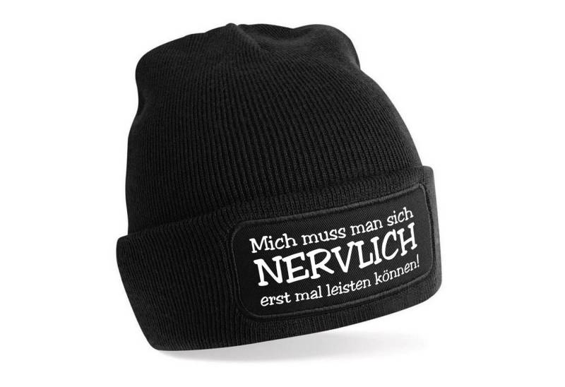 Herzbotschaft Beanie Strickmütze Beanie mit Spruch Mich muss man sich NERVLICH (Mütze mit Aufdruck, Skimütze) Unisex SoftTouch angenehm weiche und warme Wintermütze Einheitsgröße von Herzbotschaft