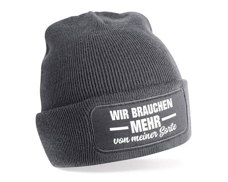 Herzbotschaft Beanie Strickmütze Beanie mit Spruch WIR BRAUCHEN MEHR von meiner Sorte (Mütze mit Aufdruck, Skimütze) Unisex SoftTouch angenehm weiche und warme Wintermütze Einheitsgröße von Herzbotschaft