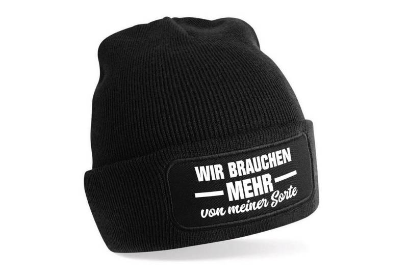 Herzbotschaft Beanie Strickmütze Beanie mit Spruch WIR BRAUCHEN MEHR von meiner Sorte (Mütze mit Aufdruck, Skimütze) Unisex SoftTouch angenehm weiche und warme Wintermütze Einheitsgröße von Herzbotschaft