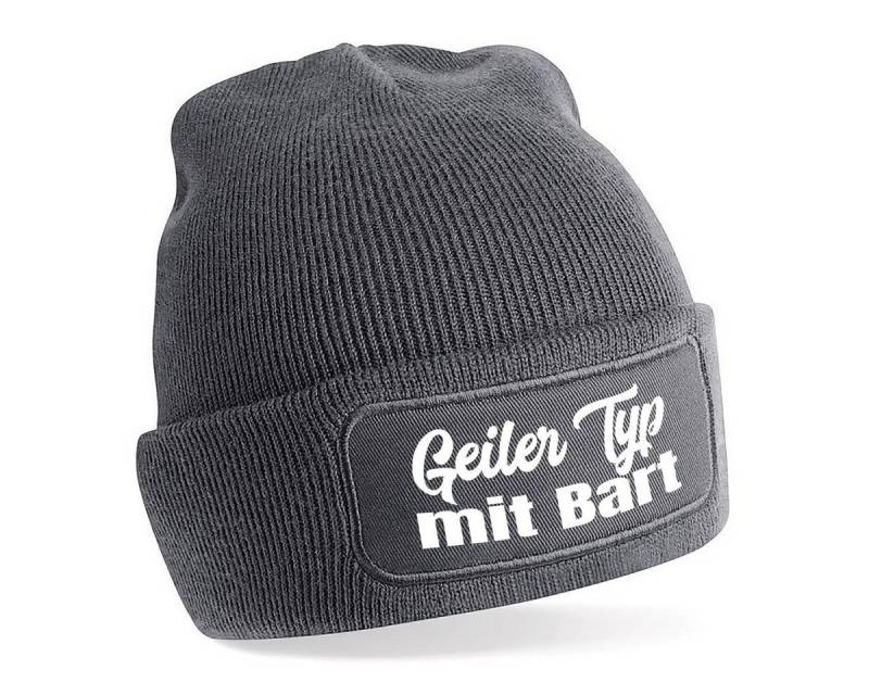 Herzbotschaft Beanie Strickmütze Beanie mit Spruch mit Spruch Geiler Typ mit Bart (Mützen mit Aufdruck, Skimütze) Unisex SoftTouch angenehm weiche und warme Wintermütze Einheitsgröße von Herzbotschaft