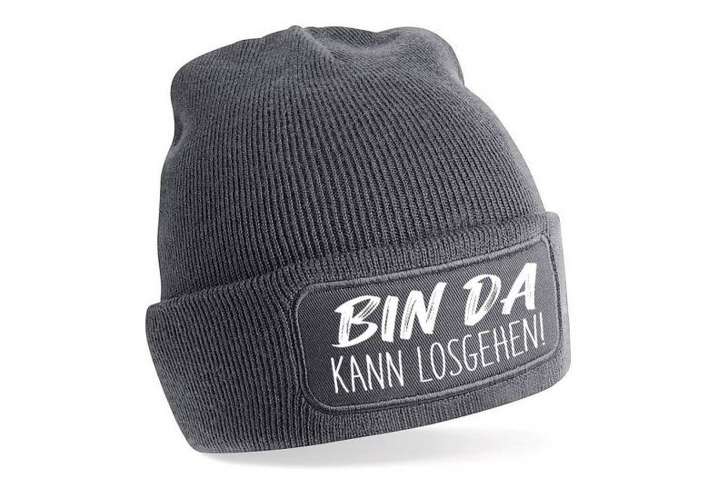 Herzbotschaft Beanie Strickmütze mit Spruch BIN DA KANN LOSGEHEN! (Mütze mit Aufdruck, Skimütze) Unisex SoftTouch angenehm weiche und warme Wintermütze Einheitsgröße von Herzbotschaft