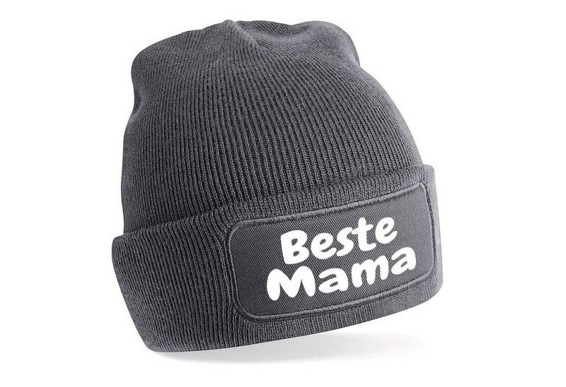 Herzbotschaft Beanie Strickmütze mit Spruch Beste Mama (Mütze mit Aufdruck, Skimütze) Unisex SoftTouch angenehm weiche und warme Wintermütze Einheitsgröße von Herzbotschaft